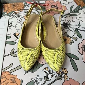 Vionic Yellow Snakeskin Sling-back Flats